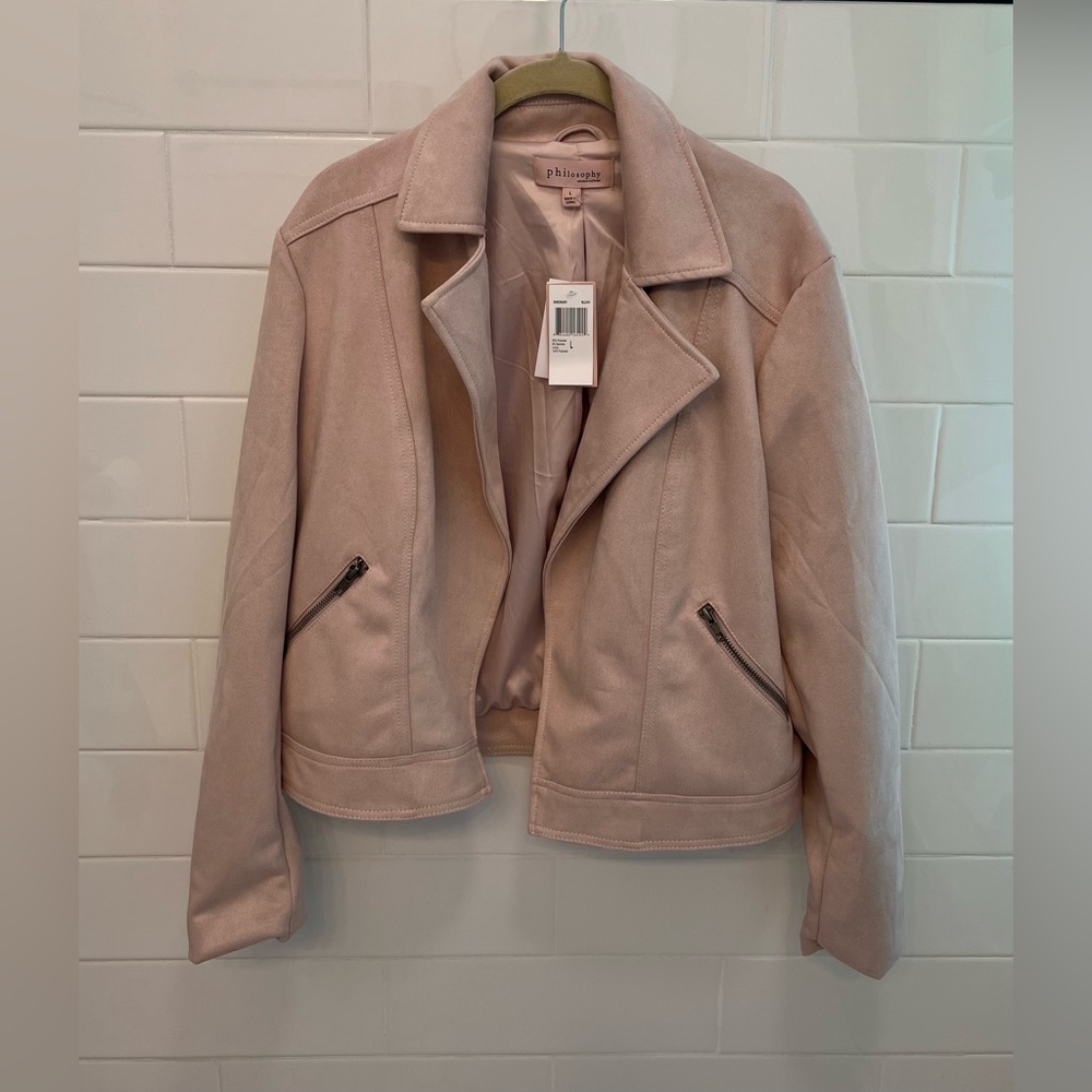NWT Philosophy Women's Faux Leather Blush Pink Jacket - Picture 5 of 7